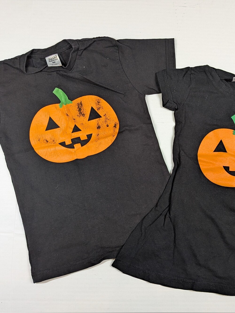 Boy Girl Twin Jack-o'-lantern Shirt & Dress 4t Halloween orange